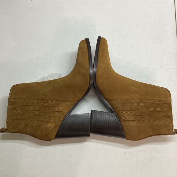 Marc Fisher Maree Western Pointed Toe Suede Bootie Pull-On High Block Heel - Picture 13 of 14